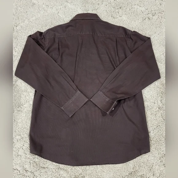 Camel Classic Chocolate Brown 100% Cotton Mori Long Sleeve Button Up Shirt. 42 - Picture 4 of 8